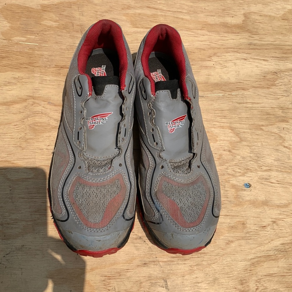 Redwing steel toe shoes, size 10.5, Gray/Red